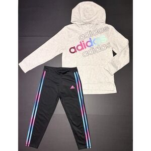 ADIDAS Girls Youth M (10-12) Hoodie & Leggings Outfit, 2-piece Set